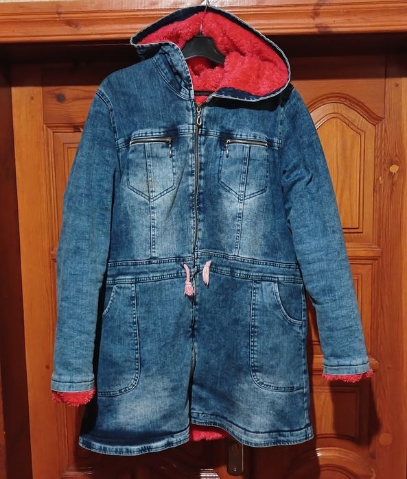 Джинсова зимова куртка 52 розмір