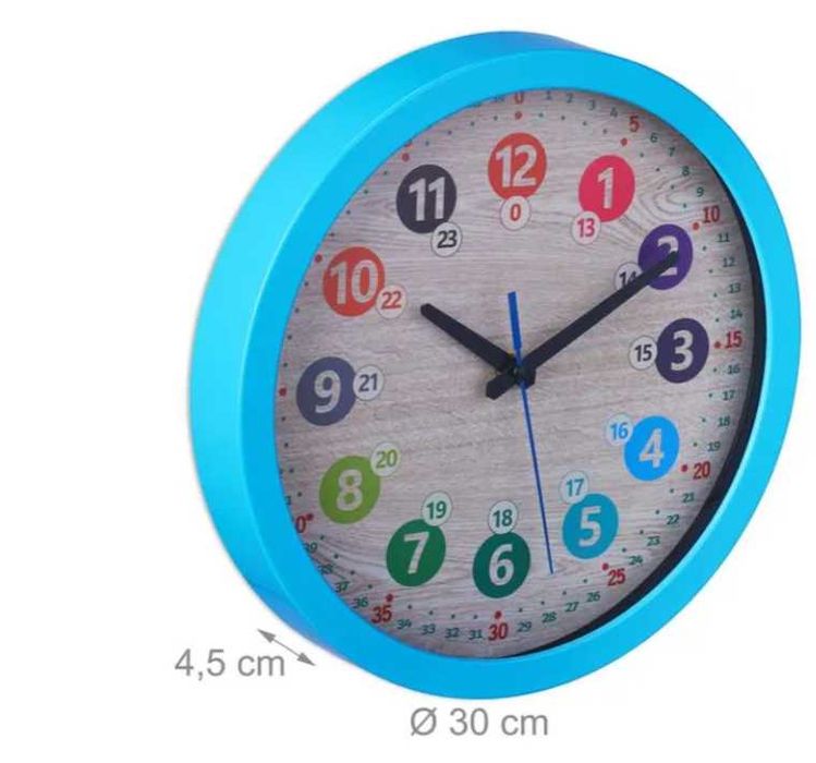 Zegar ścienny dla dzieci niebieski