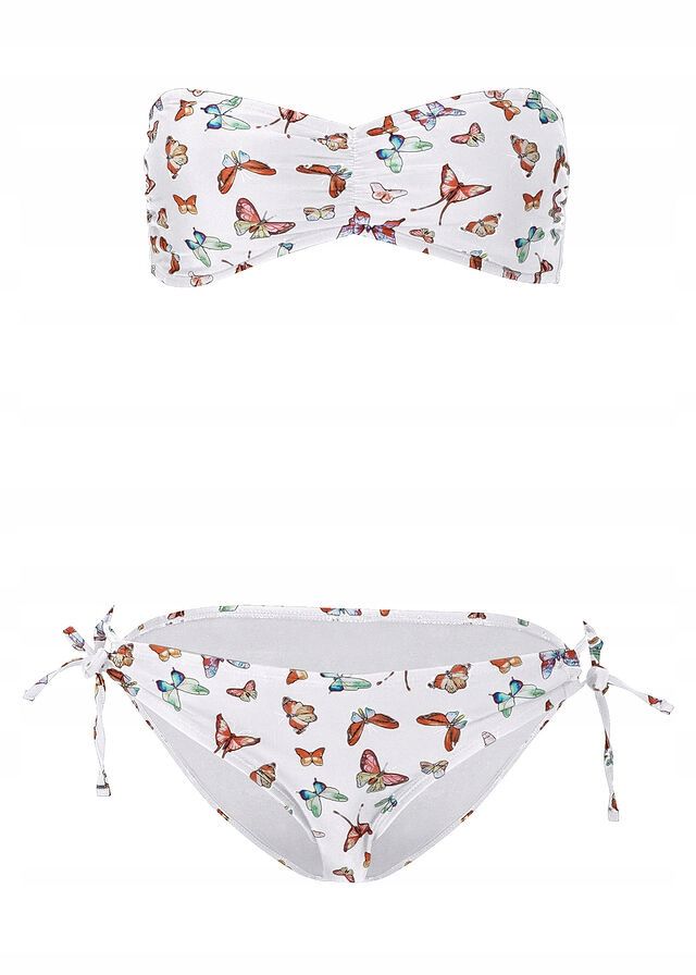 B.P.C bikini bandeau białe w motyle ^44