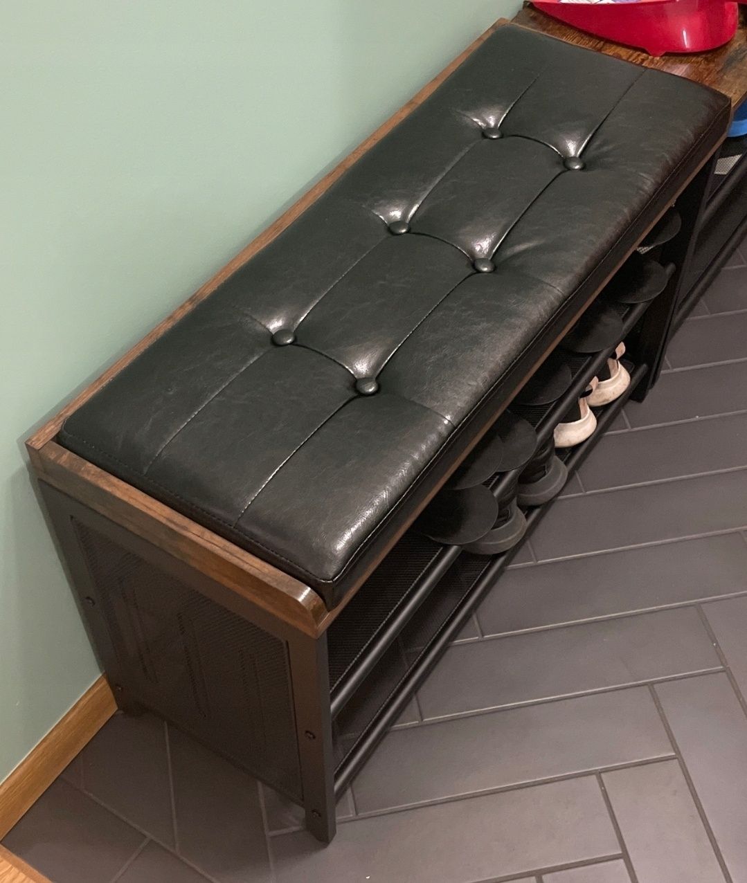 Nowa skórzana Ławeczka półka na buty elegancka w stylu loft glamour