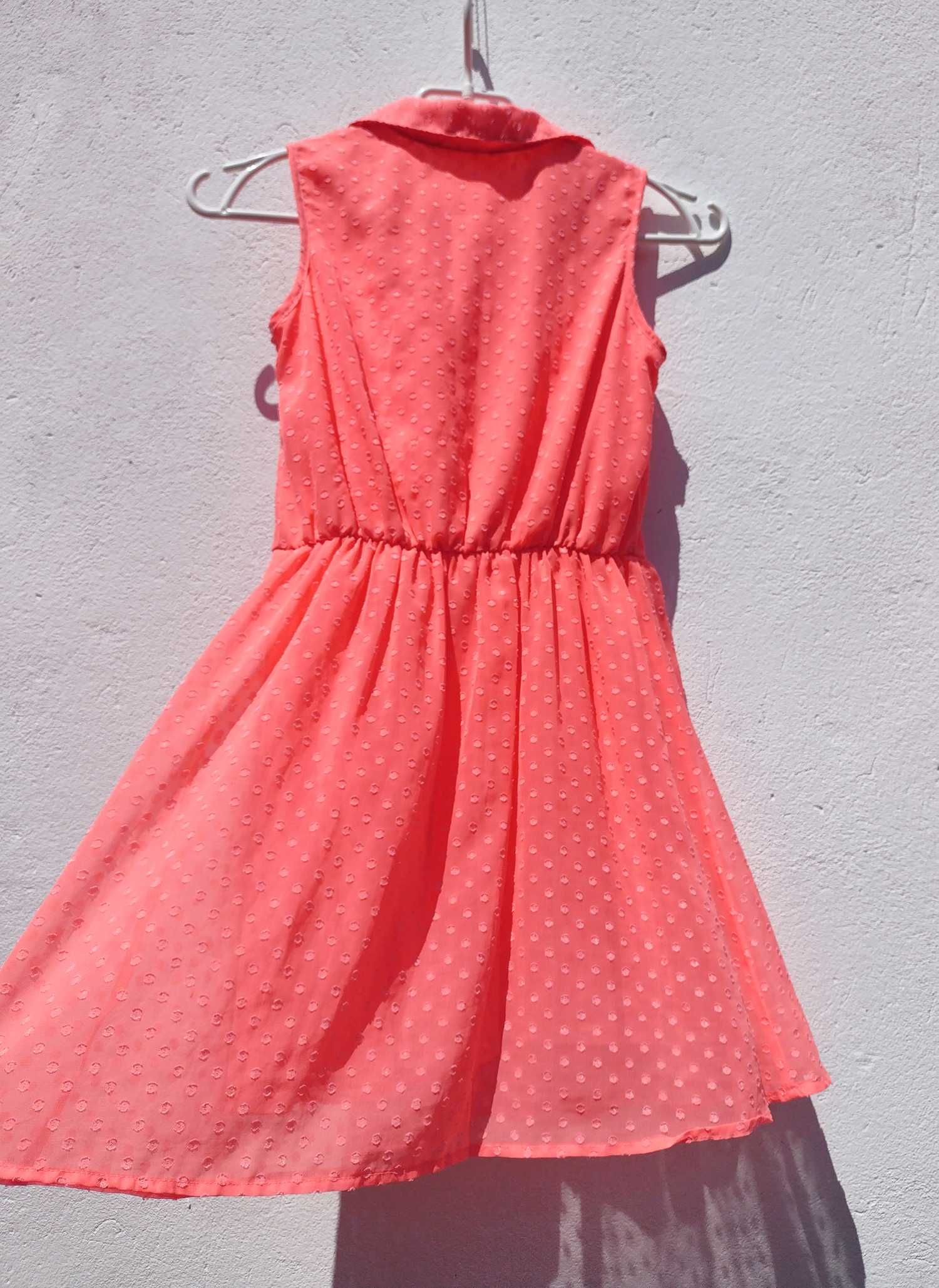 Яркое гелевое оранжево розовое летнее платье H&M 12 13 лет