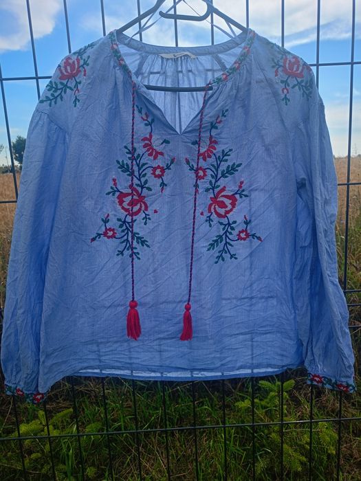 Śliczna zwiewna koszula bluzka haftowana folk 38