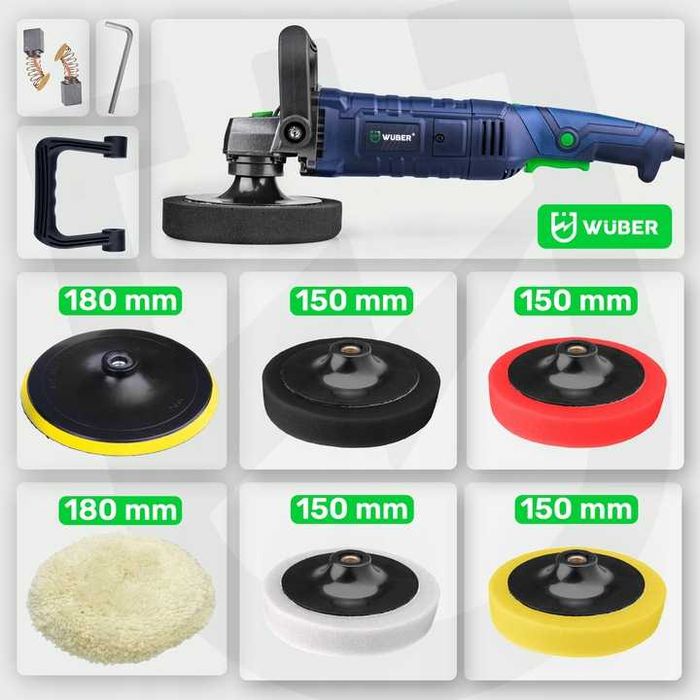 Nowa Polerka samochodowa rotacyjna 2300W regulacj obrotów zestaw gąbek