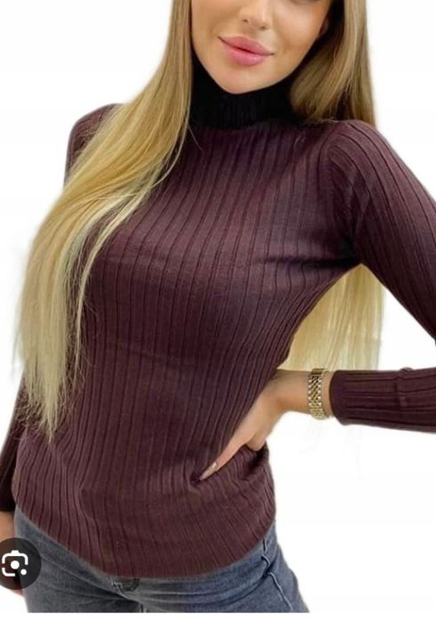 Golf prążek czekolada kolor