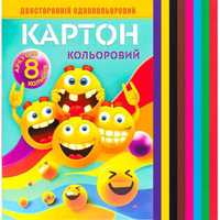 Кольоровий картон А4 двосторонній у папці 8 аркушів