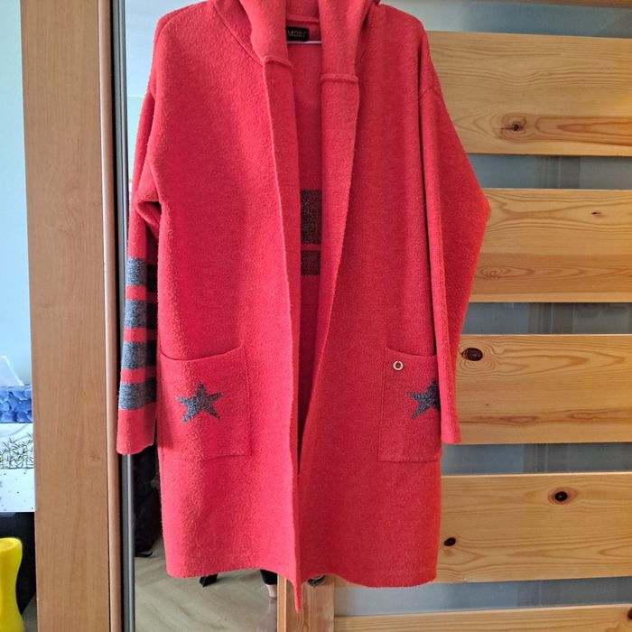 Kardigan sweter cocomore koralowy 14% welny