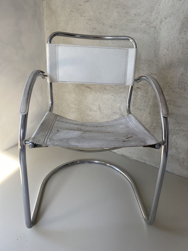 Włoskie krzesło bauhaus Mart Stam chrom skóra made in italy vintage