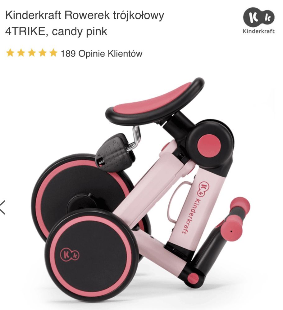 Kinderkraft, 4TRIKE, rowerek trójkołowy, Candy Pink