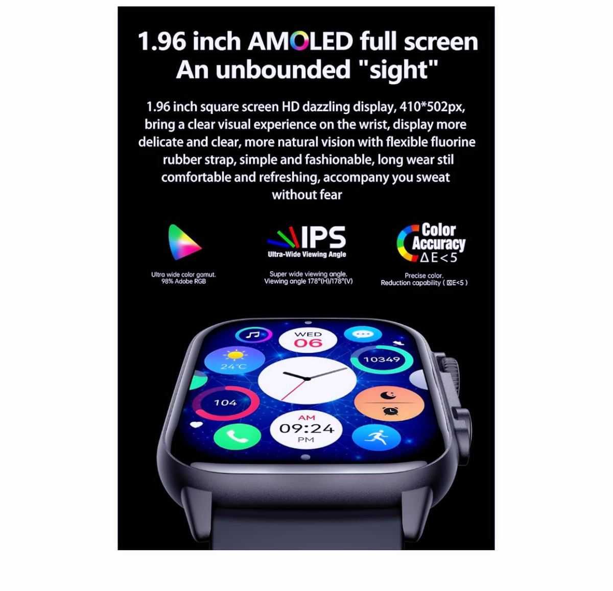 Smartwatch Amoo Inteligentny zegarek 5.0 cm AMOLED 410 x 502 - nowy