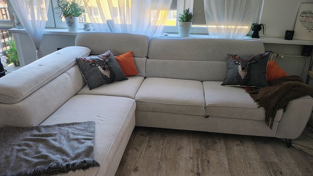 IDYLLA Narożnik z regulowanymi zagłówkami, jasnoszary