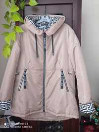 Nowa kurtka parka beżowa z kapturem zimowa 44/46 XL XXL