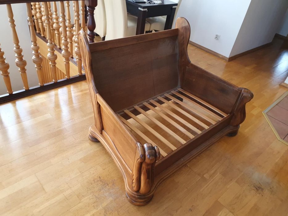 Zestaw wypoczynkowy drewno/skóra