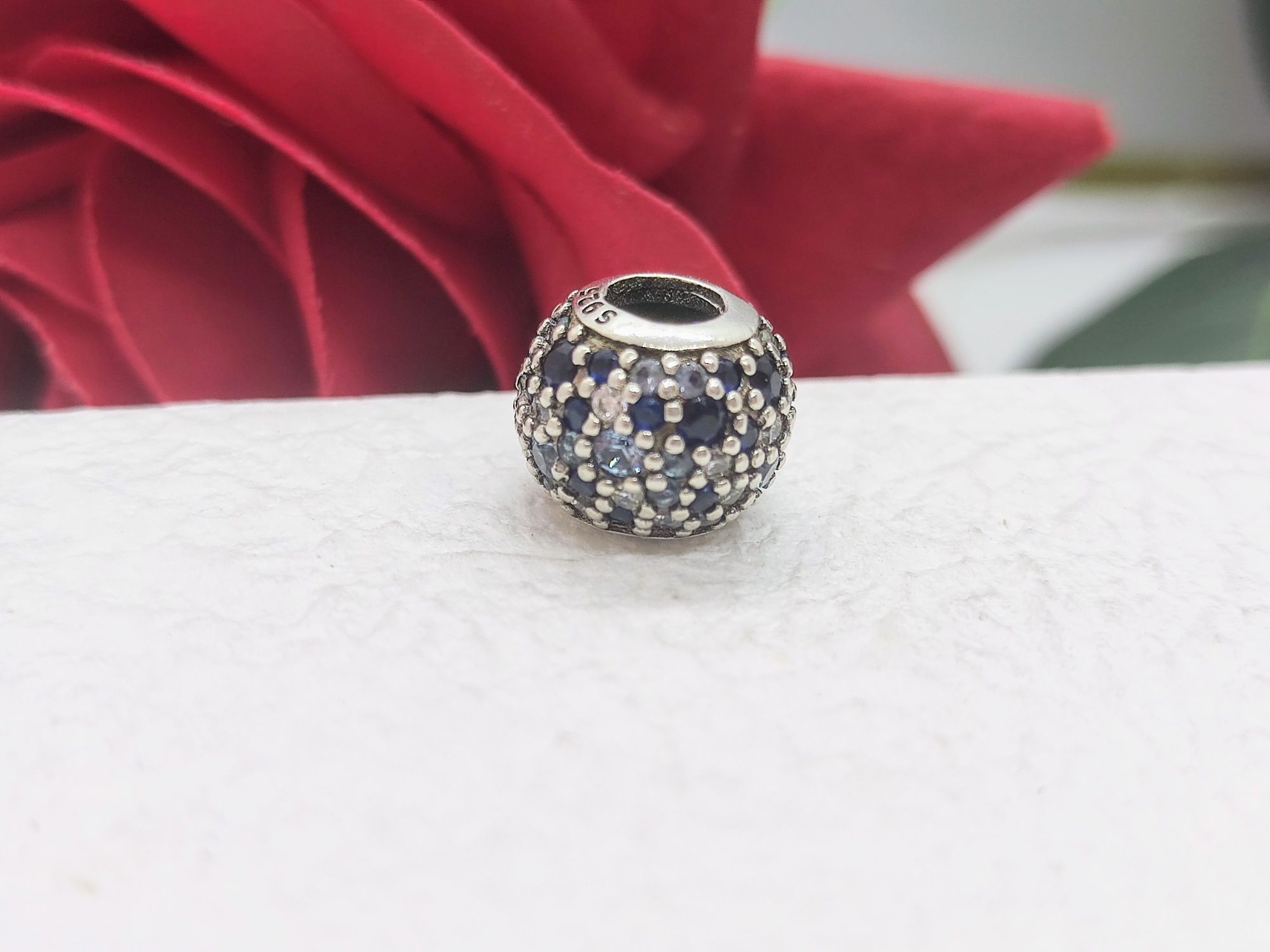 Charm's kula srebro kryształki niebieski srebro S925