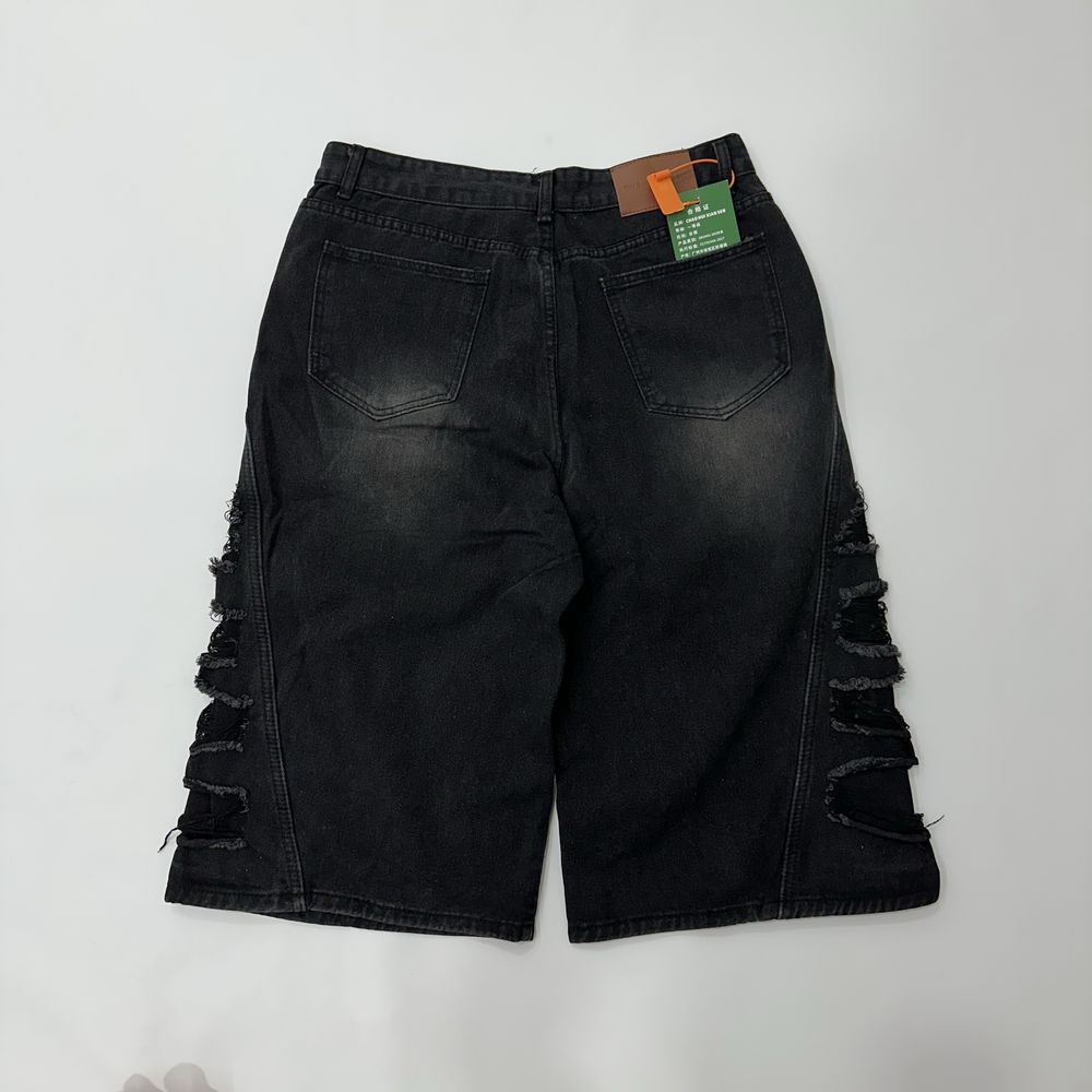 Baggy distressed opium y2k shorts опіум широкі подерті чорні шорти