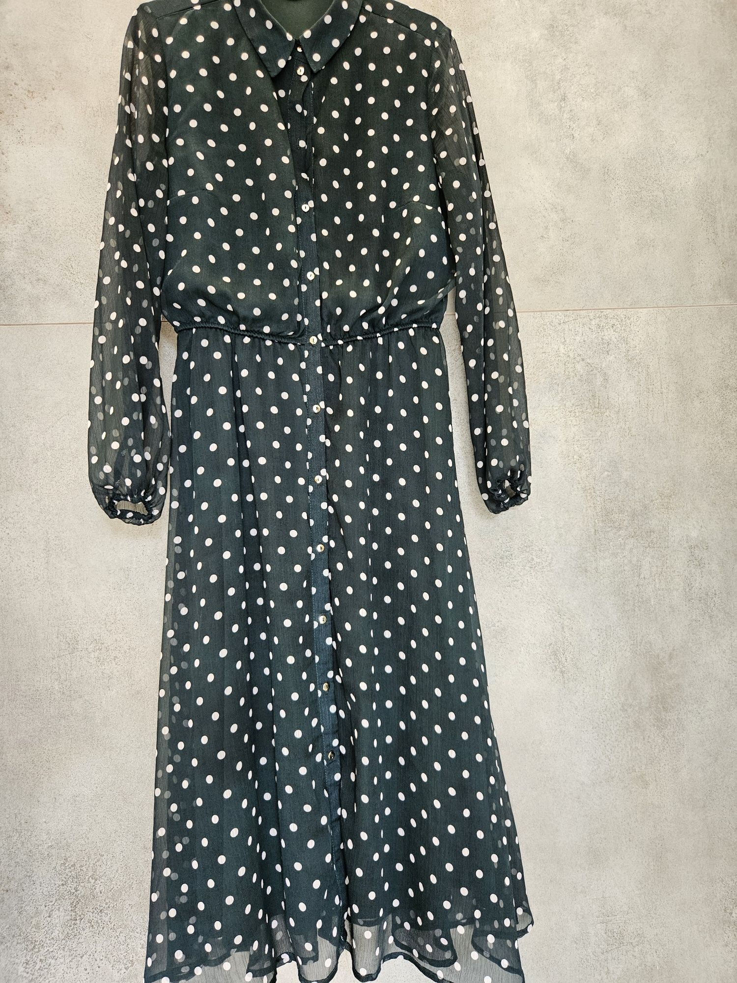 Sukienka Zielona w groszki Mohito midi r. 38