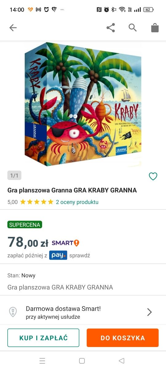 Kraby gra planszowa Granna 7+