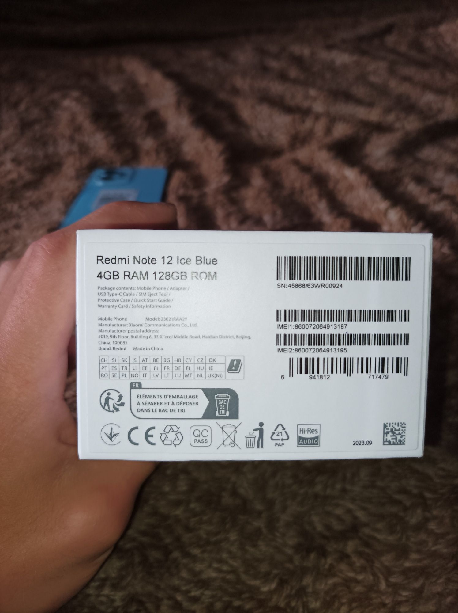 Xiaomi Redmi Note 12 4/128gb в отличном состоянии, полный комплект