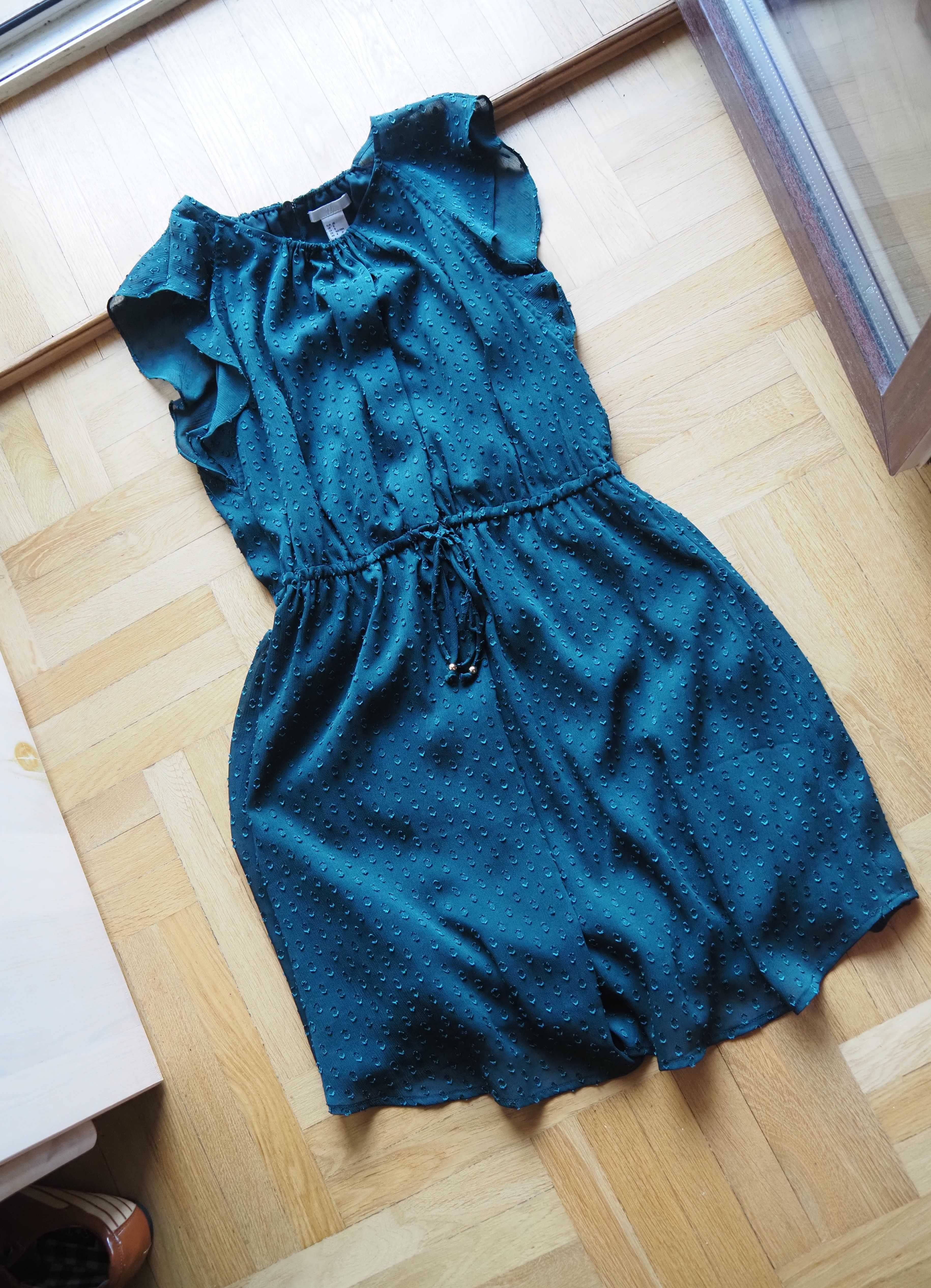 Sukienka H&M 38 elegancka butelkowa zieleń