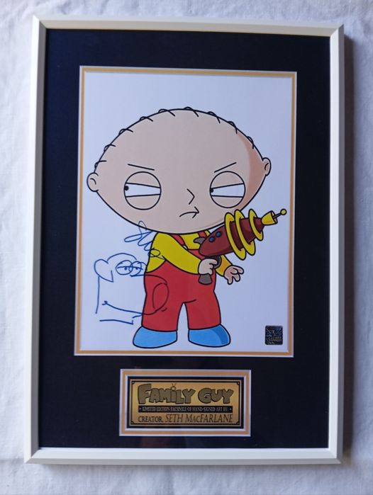 Moldura Série Family Guy - Stewie com Autógrafo (A4)
