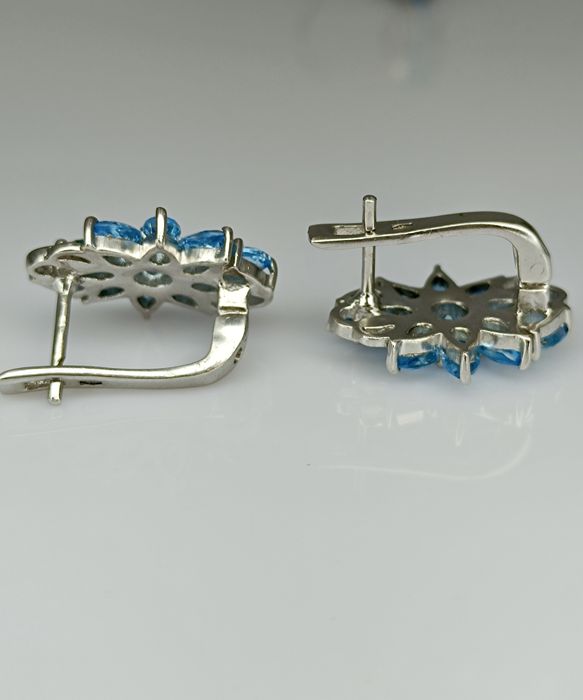 Новый серебряные набор серьги и кольцо 925 пробы