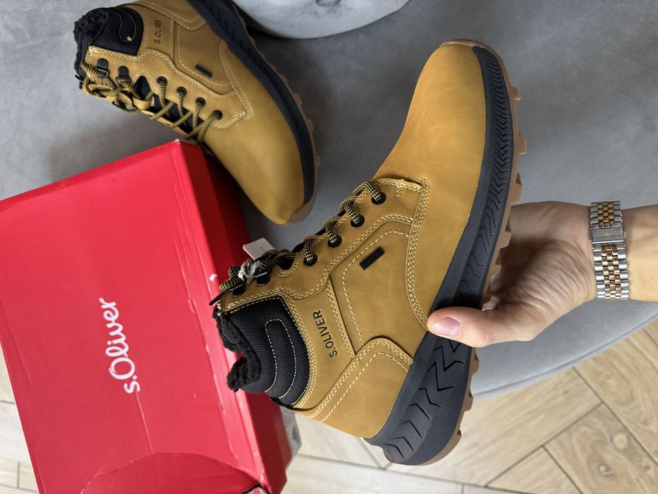 Wysokie Zimowe Trapery Męskie S.Oliver Brązowe Ocieplane Trzewiki