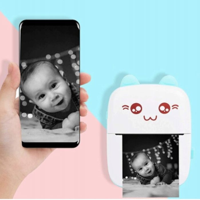 Drukuś Mini Drukarka Termiczna Przenośna Zabawka dla dzieci -Niebieski