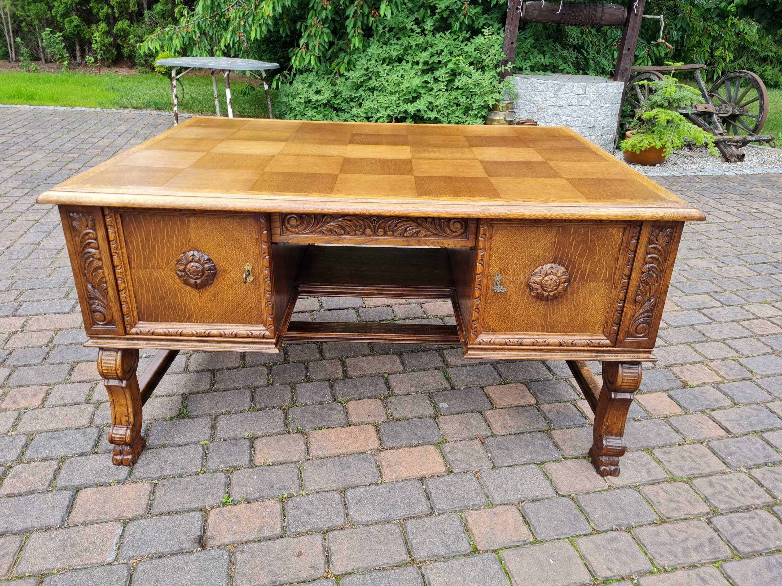 stylowe dębowe dwustronne Biurko 150/110/79