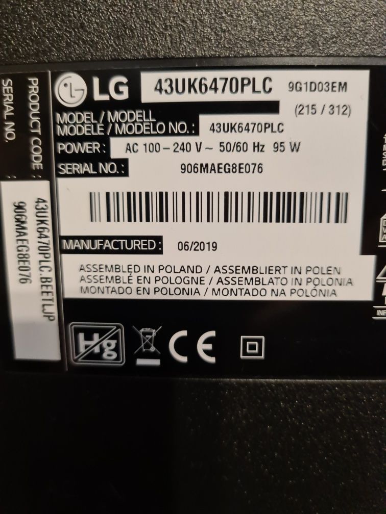 Zasilacz LG 43UK6470PLC