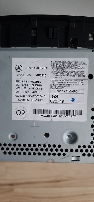 Fabryczne radio/ mercedes Klasa C W203 !!!