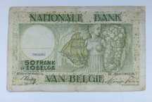 Belgia. Stare banknoty i monety.