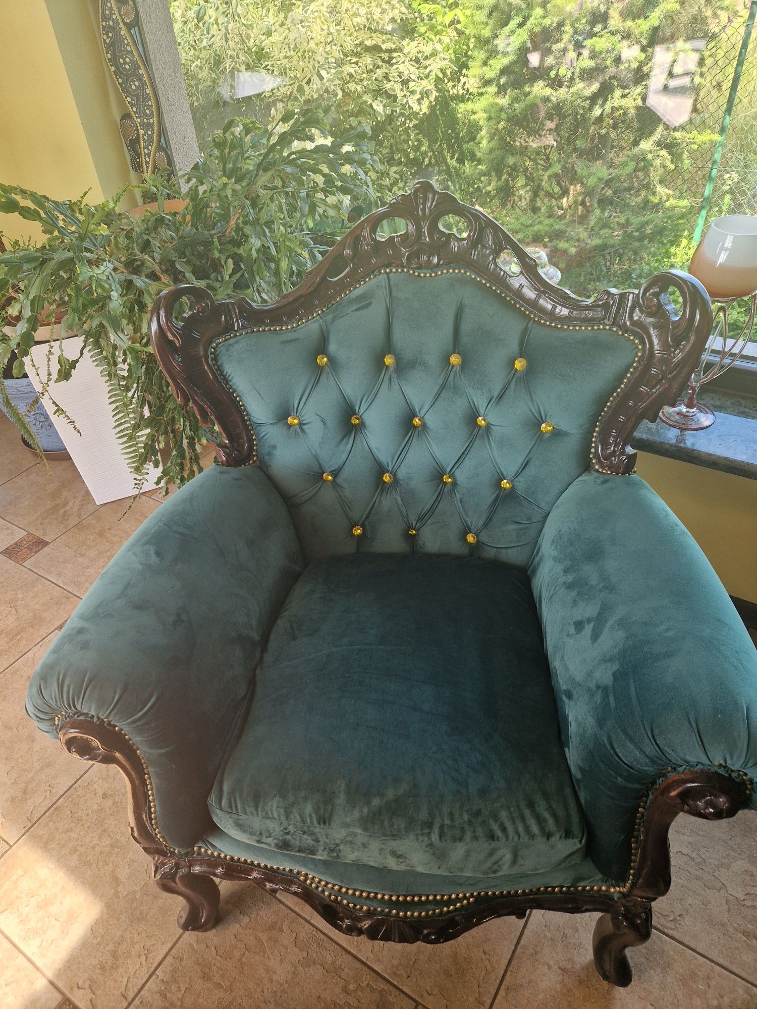 Meble zestaw wypoczynkowy sofa i dwa fotele komplet neobarok