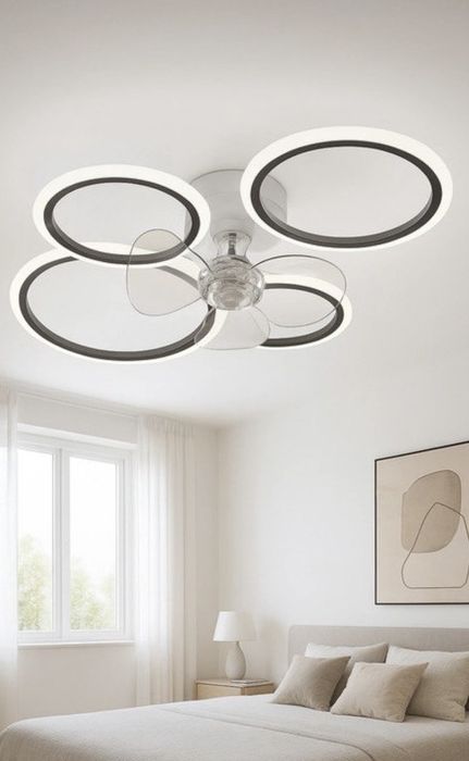 Wentylator sufitowy LED 96W z pilotem i aplikacja lampa 2w1 cała biała