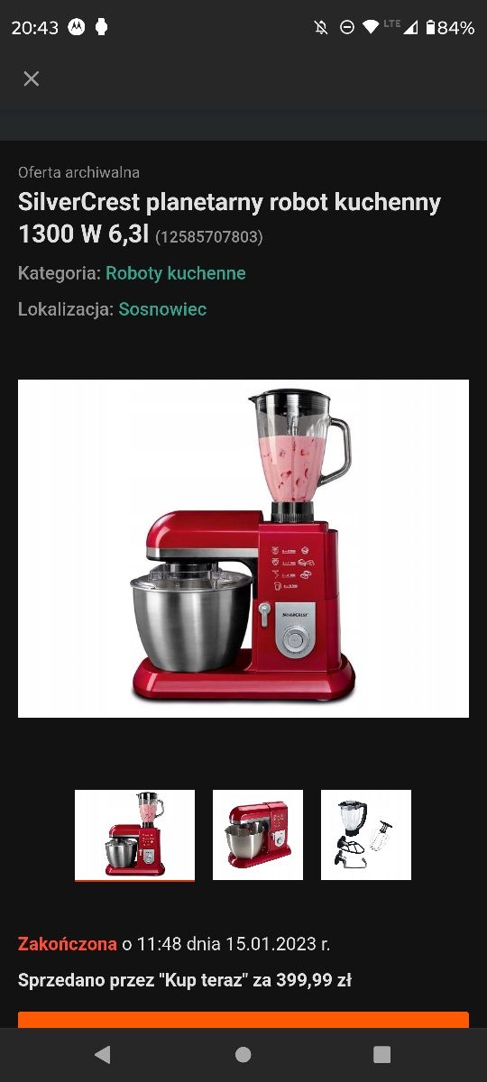 Mikser robot planetarny Silvercrest 1300w używany w stanie bardzo dob