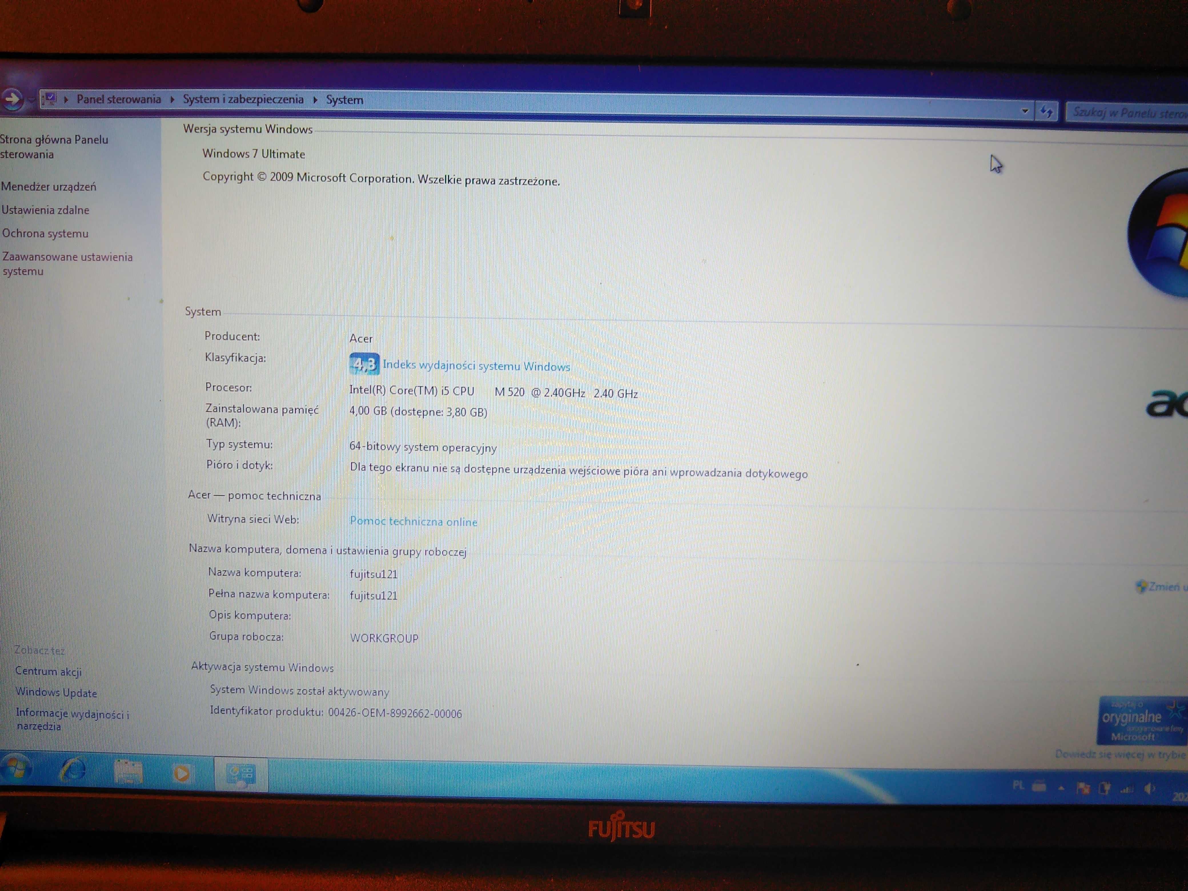 Laptop Fujitsu A530