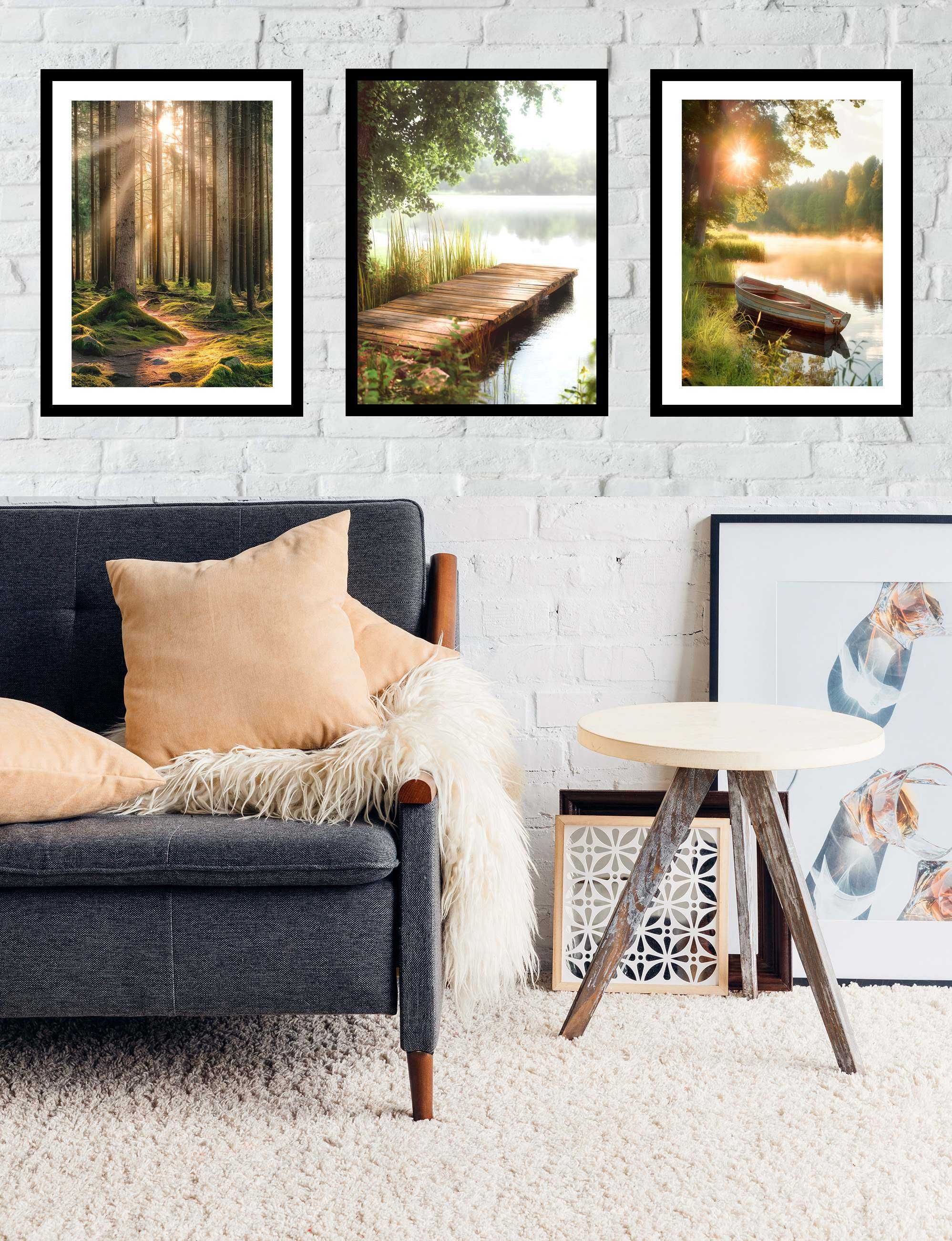 50x40 obrazy w ramie plakaty ramka ŁĄKA MOST TRAWA SALON NATURA BOHO