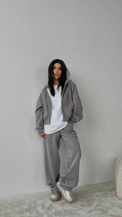 Костюм жіночий теплий фліс штани палаццо і худі | женский модель 1585