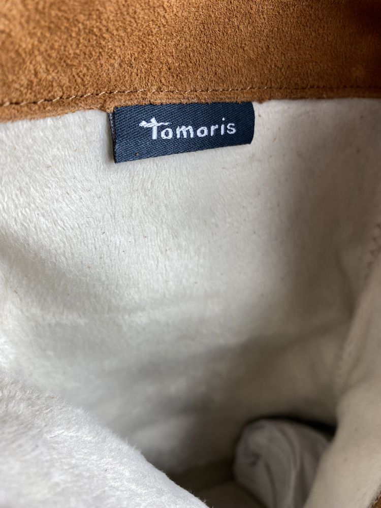 Sztyblety botki kozaki Tamaris damskie skóra naturalna zamsz