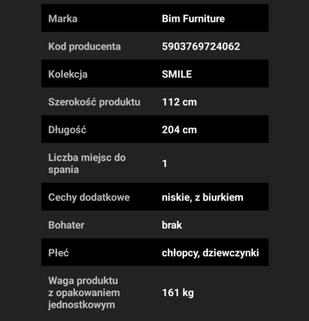 Łóżko antresola z wysuwanym biurkiem