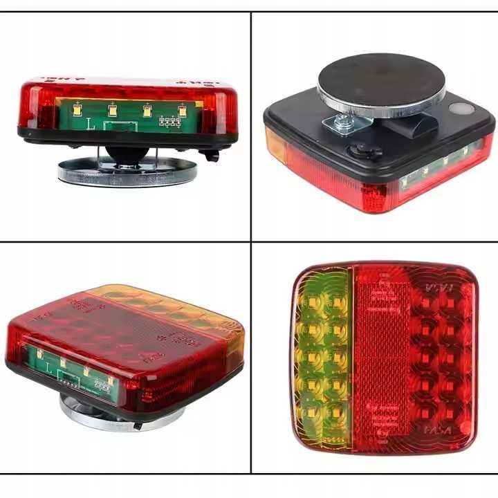 Zestaw lampy bezprzewodowe tylne led do przyczepy na magnes w walizce
