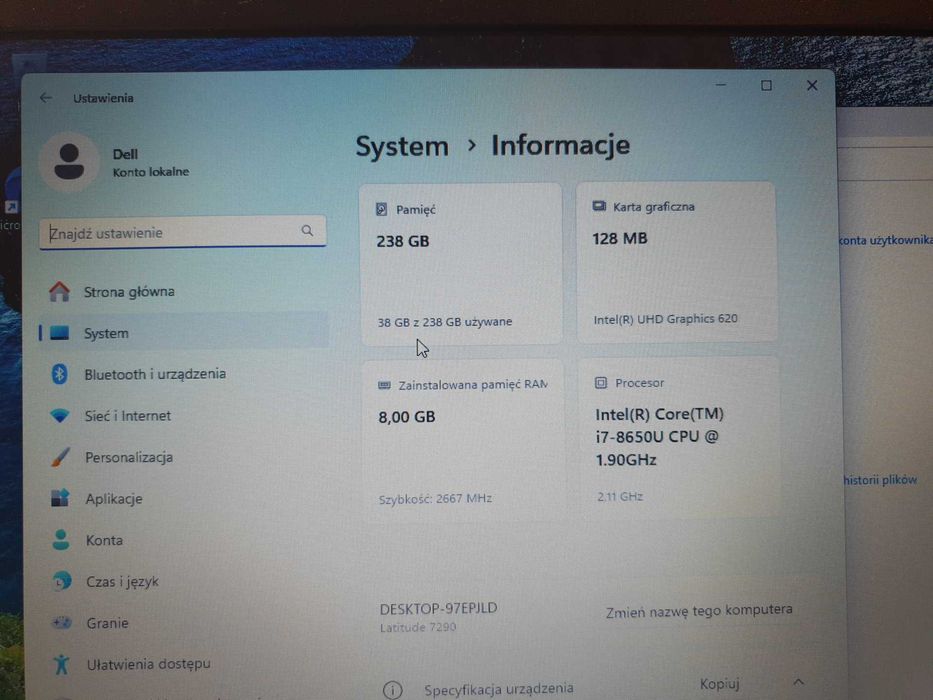 Laptop Dell Latitude 7290 i7/256GB/8GB Sk