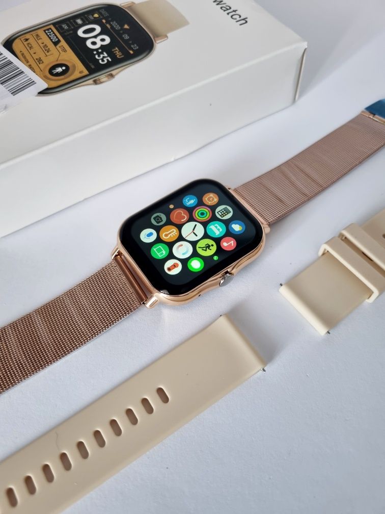 Smartwatch złoty 2 paski