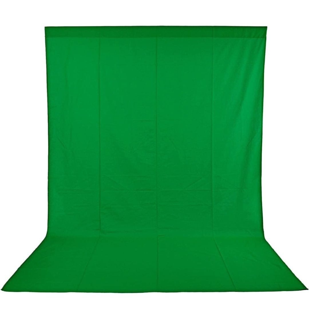 Pano fundo verde para Chroma key 2,7m x 1,8m com clipes incluídos NOVO