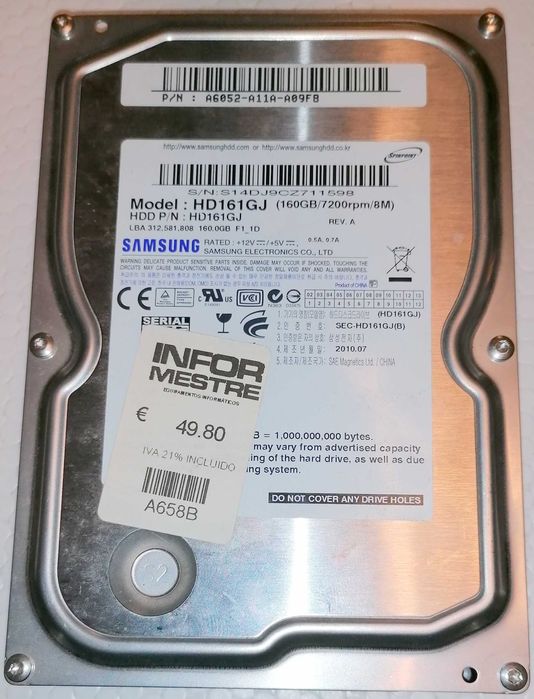 Discos rígidos para Pc, 250, 200, 160 e 40 GB