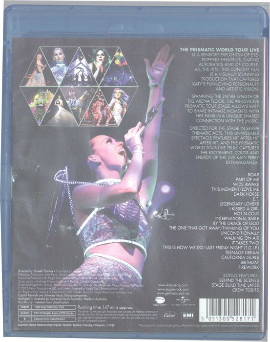 Kate Perry Prismatic World Tour Blue Ray Novo