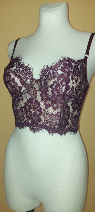 Półgorset 75C/XL,z koronki,z fiszbinami ,modelujący,vintage