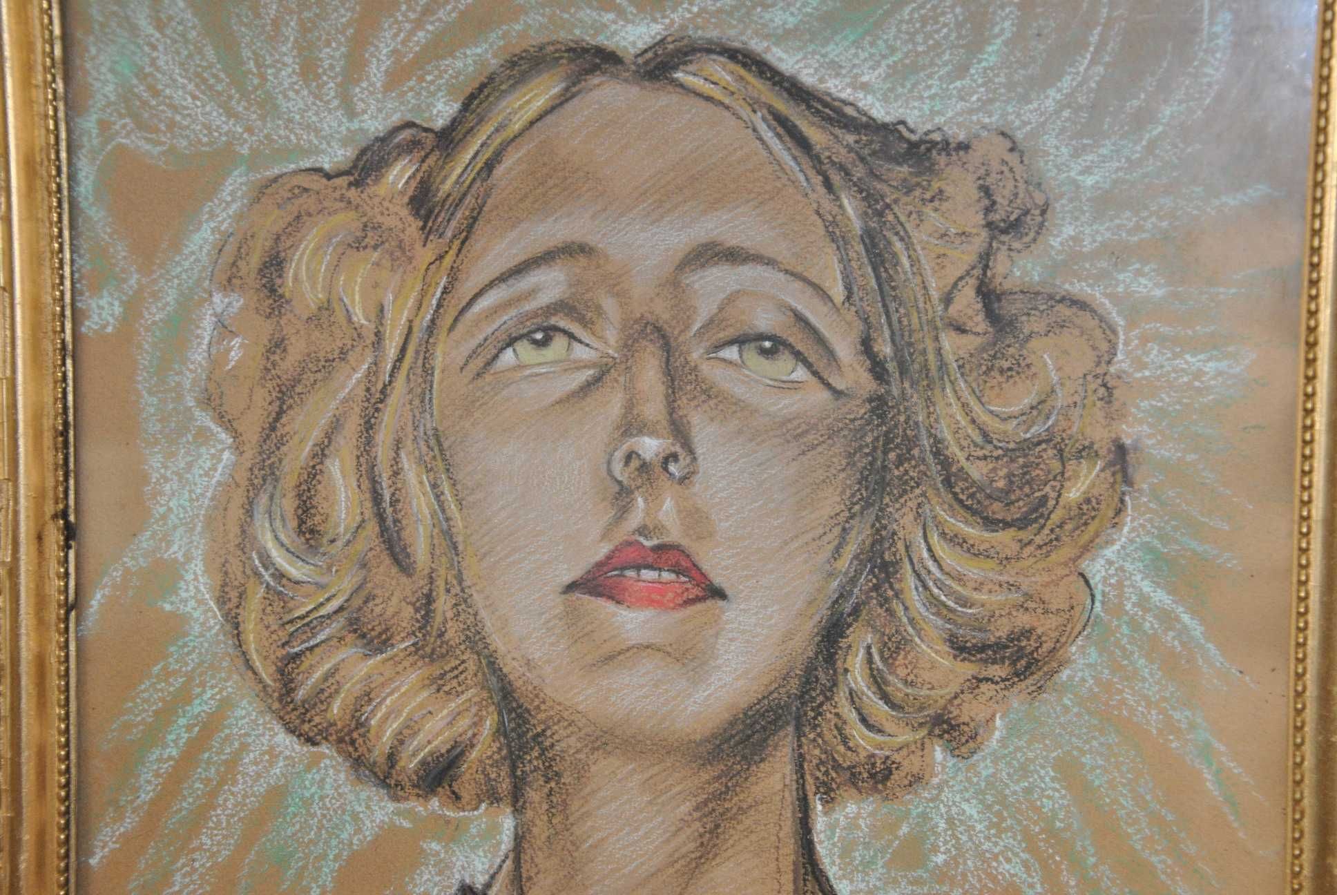 I. Witkiewicz Witkacy 1933 Portret Kobiety - Pastel - Stary Obraz