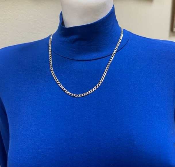 Złoty ŁAŃCUSZEK PANCERKA SZLIFOWANA złoto p.585 55 cm na prezent