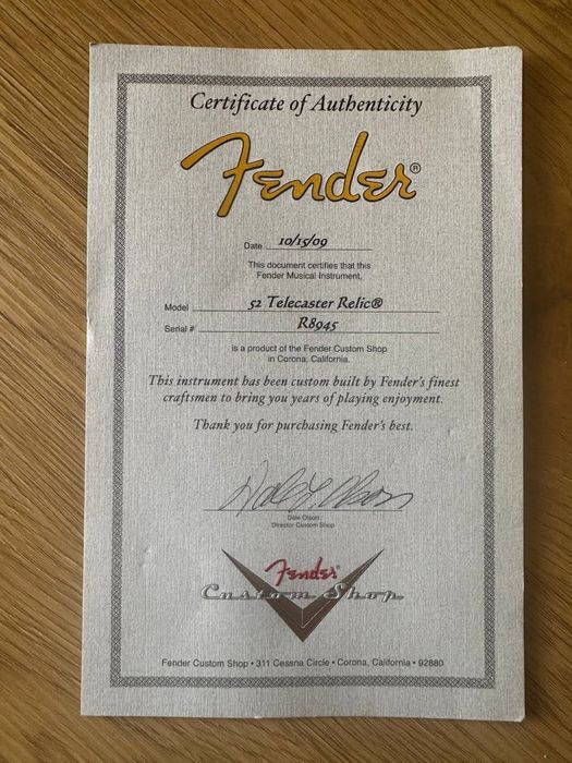 Fender Custom Shop Telecaster 52 Relic 2009