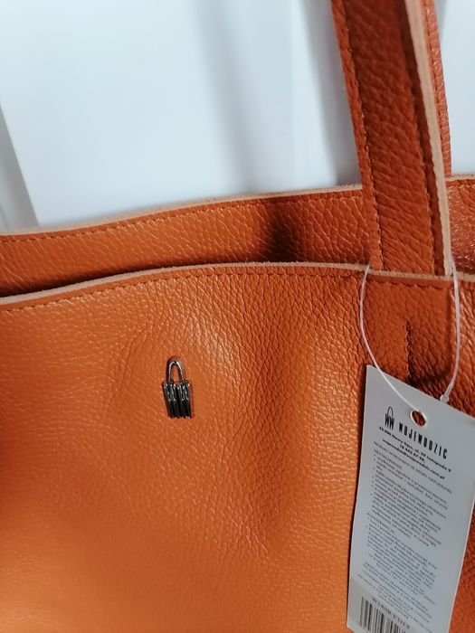 Torba szoperka pomarańczowa skórzana Wojewodzic
