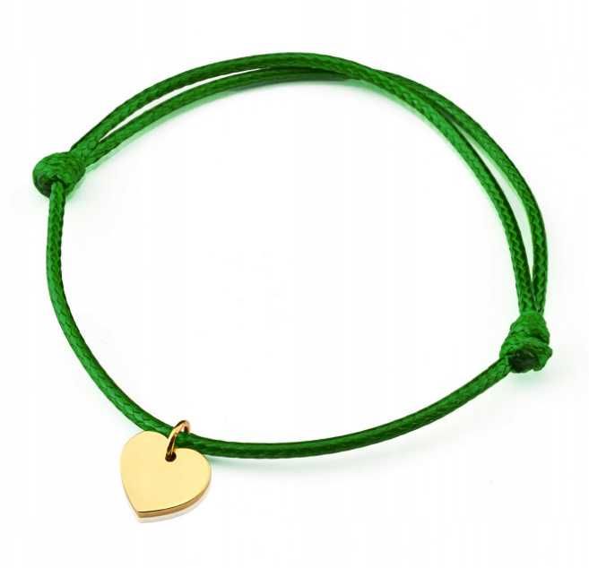 BETLEWSKI bransoletka damska zawieszka stal serce BBH ZIELONY ttst1401